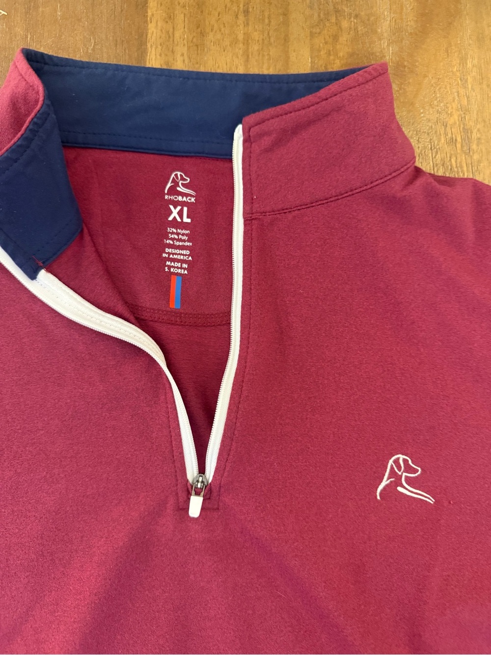 Rhoback Men’s Burgundy Quarter-Zip with Navy Trim